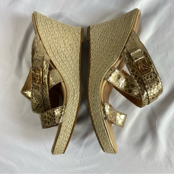 Sperry Top Sider Maris Jute Gold Python Slip-On Wedge Sandal - Picture 8 of 11